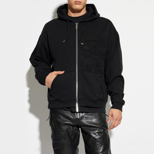 DSQUARED2 男士Magliano联名徽标刺绣贴片棉质连帽外套 黑色 S71HG0151 S25030 900 商品图1