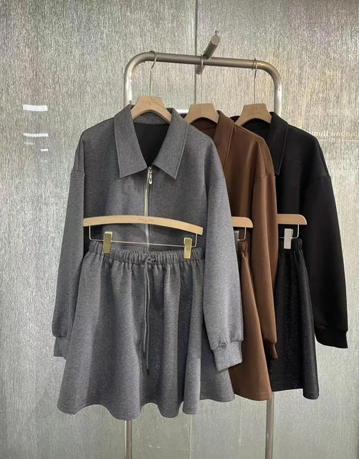 原单独立设计师拉链细闪闪卫衣外套+百褶裙 商品图2