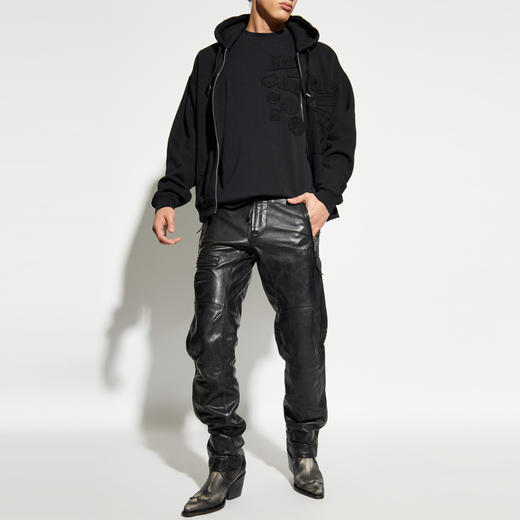 DSQUARED2 男士Magliano联名徽标刺绣贴片棉质连帽外套 黑色 S71HG0151 S25030 900 商品图4