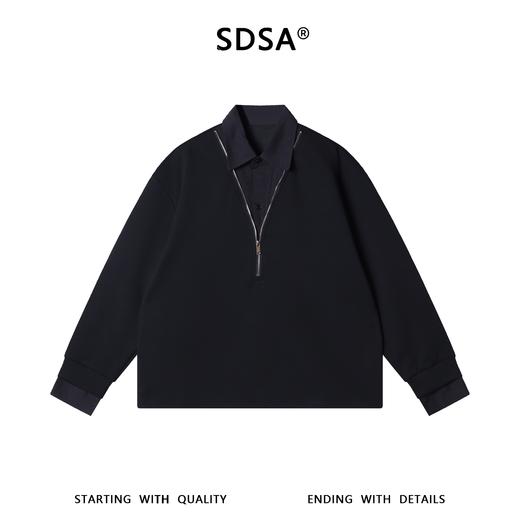 56002SDSA男装2026新款高贵轻奢韩版时尚拼接撞色假两件翻领卫衣百搭 商品图1