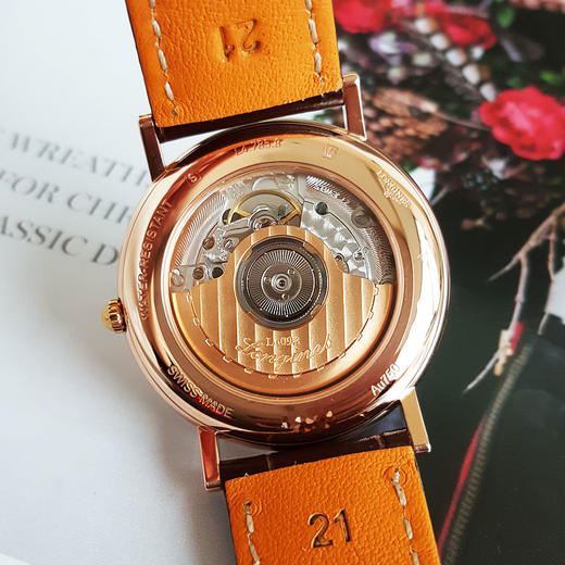 【95新】LONGINES 浪琴L4.785.8.73.2自动机械机芯38.5MM（男款）经典复刻系列18K玫瑰金160126NJS24 商品图6