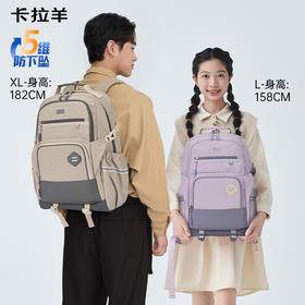 卡拉羊中学生5维减负防下坠风琴书包大容量超轻双肩背包趣动 CX5574/L
