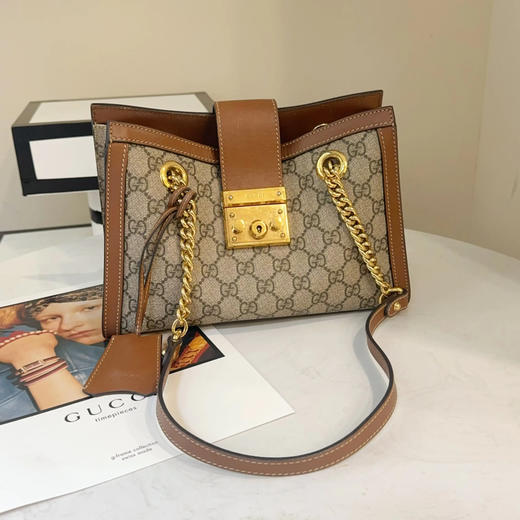 GUCCI Padlock 棕色 老花 小号 斜挎包 商品图0