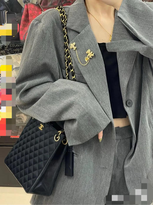 chanel 中古 黑金 羊皮 单肩包 商品图3