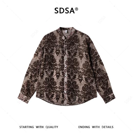 26CS15SDSA男装2026新款高贵轻奢时尚简约重工花卉立领衬衫百搭宽松衬衣 商品图1