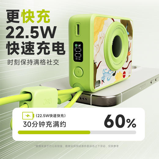 【新一代CCD充电宝】冇心CCDmini插画系列移动电源CP026 出差旅行安检无忧 自带线拎着充 三口同充 NTC智能温控 数显电量 10000mAh 重量192g 3C认证 商品图2