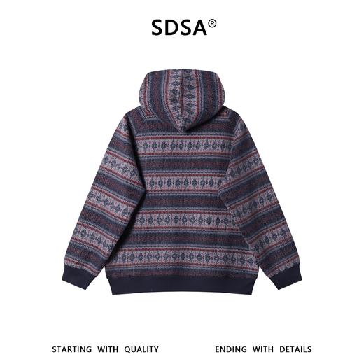 SDSA男士秋冬新款痞帅男装潮牌撞色条纹半拉链立领连帽卫衣百搭 商品图4