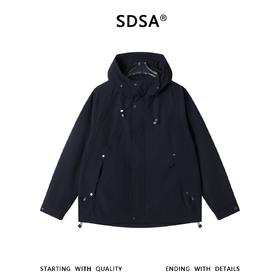 SDSA男士春夏新款痞帅男装简约时尚铆钉纯色立领连帽夹克外套百搭