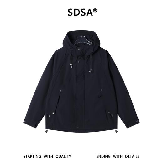 SDSA男士春夏新款痞帅男装简约时尚铆钉纯色立领连帽夹克外套百搭 商品图0