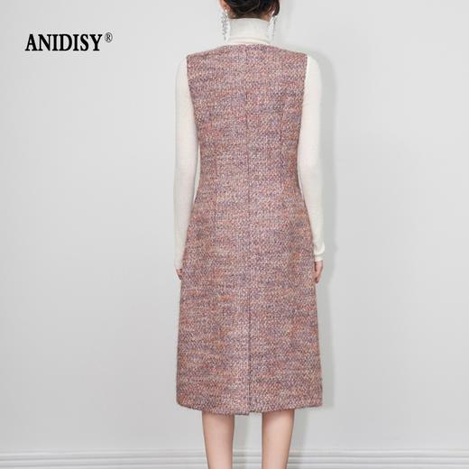 2026春装法式优雅小香风V领无袖收腰加厚连衣裙 商品图2