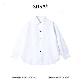 SDSA男装2026新款高贵轻奢时尚纯色简约翻领长袖衬衫休闲百搭衬衣
