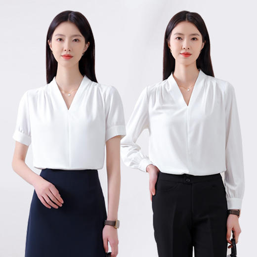 雪纺衬衫女新款高级感大码女装白色长袖上衣垂感通勤黑色女士衬衣 商品图1