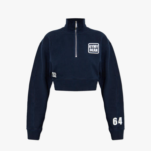 DSQUARED2 女士字母徽标印花棉质短款卫衣 深蓝色 S75GU0604 S25030 524 商品图0