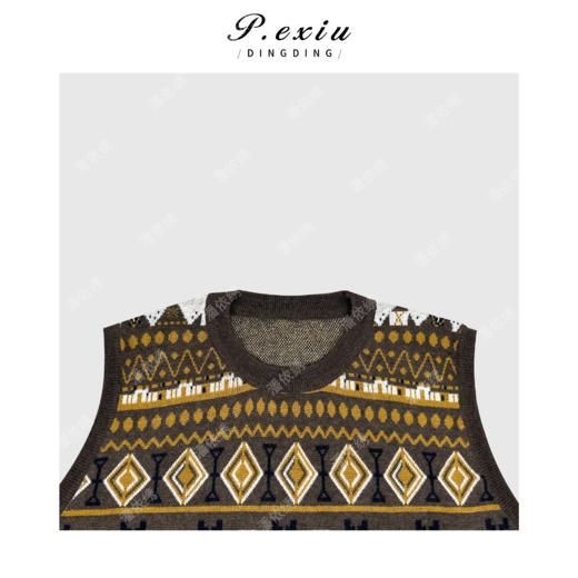 04-1潘依绣丁丁宠粉复古提花洋气叠穿无袖圆领针织马甲Q75491 商品图2