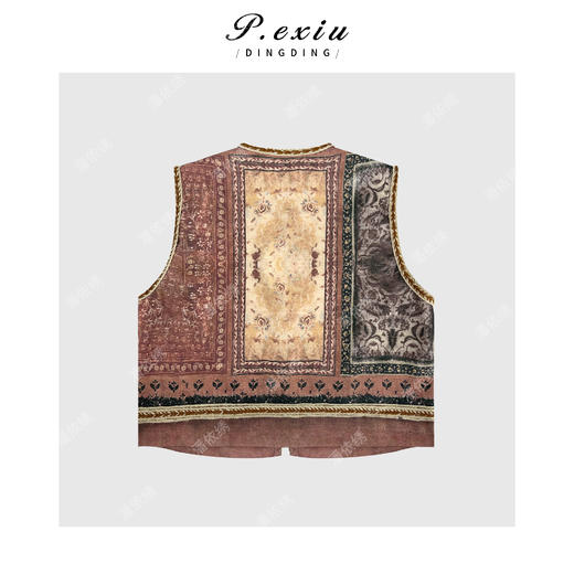 04-3潘依绣丁丁宠粉波西米亚重工国风圆领无袖马甲Q33202 商品图1