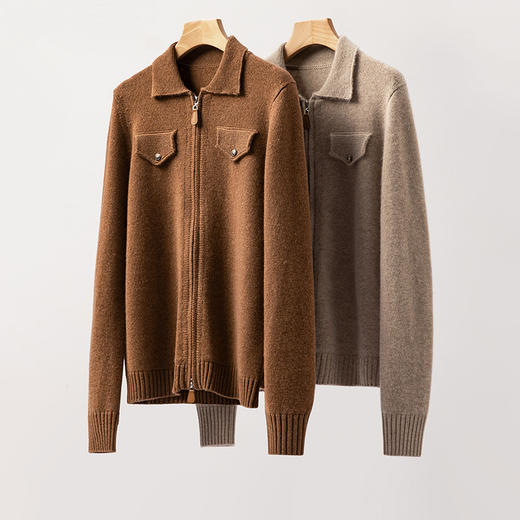 100%Baby小山羊绒~老钱风翻领拉链加厚羊绒外套BABY260523 商品图2