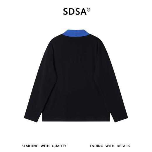 SDSA男装2026新款高贵轻奢美式复古拼接立领长袖T恤百搭时尚上衣 商品图4