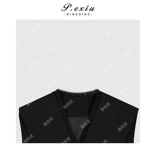 04-1潘依绣丁丁宠粉气质通勤拼接蕾丝V领无袖西装马甲Q34648 商品图2