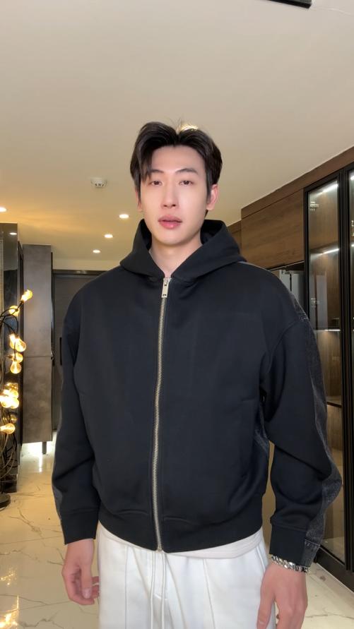 5767SDSA男士秋冬新款痞帅男装韩版时尚拼接设计拉链连帽夹克外套百搭 商品图0