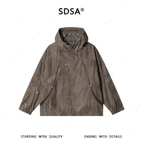 SDSA男士春夏新款痞帅男装美式时尚拼接拉链立领连帽夹克外套百搭
