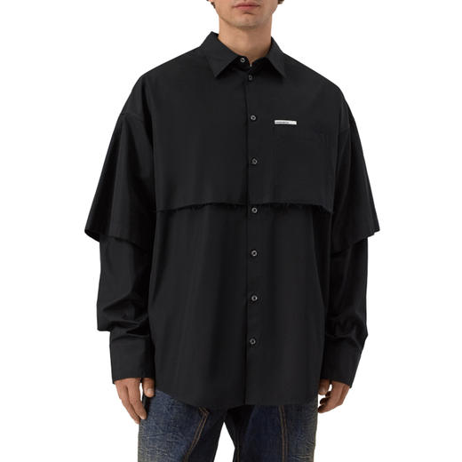 DSQUARED2 男士字母徽标印花棉质长袖衬衫 黑色 S74DM0947 S36275 900 商品图1