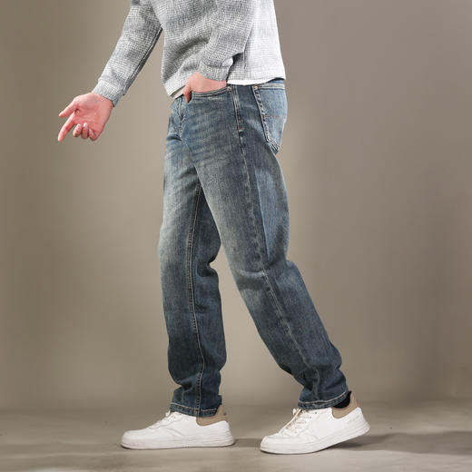 DRONKOO 2026 正常腰表袋斜贴标中厚牛仔长裤 商品图2