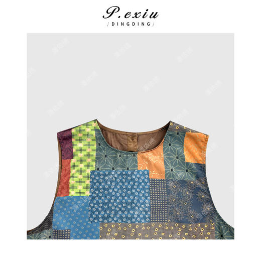 04-1潘依绣丁丁宠粉复古撞色国风印花马甲 Q9645 商品图2