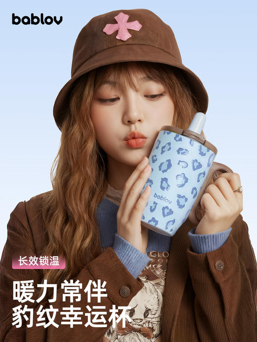 bablov保温杯女生陶瓷覆膜内胆高颜值桌面吸管水杯大容量咖啡杯子 商品图0