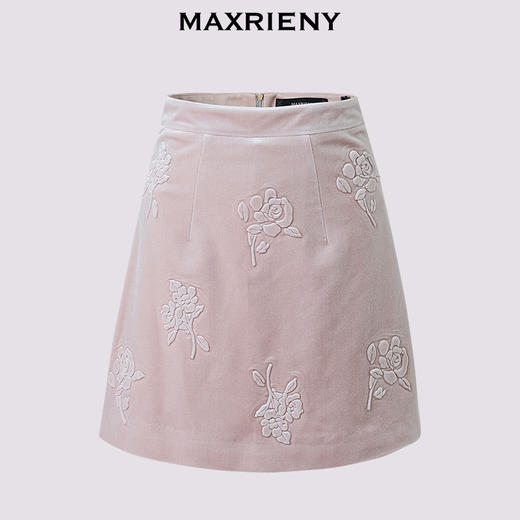 MAXRIENY【商场同款-25春新品】MAXRIENY宫廷压花半裙精致a摆短裙(货号:MC85SK801) 商品图4