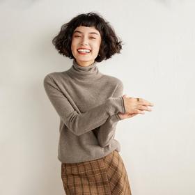 一线成型~无缝堆堆领山羊绒衫女软糯高领宽松套头针织打底衫毛衣