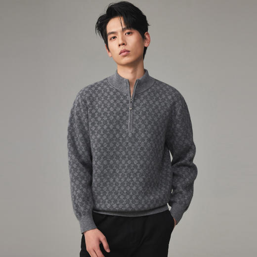 PALUOPO/PL 100%山羊绒半拉链男衫/ET23086R/约重495g帕罗 商品图3