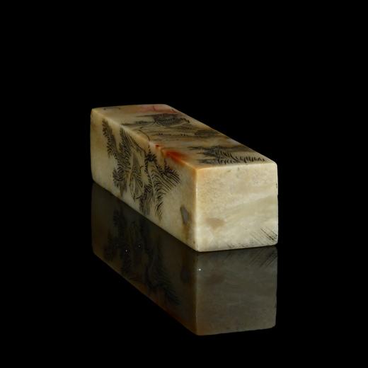 孤品17722昌化石线刻山水人物素章方章落款章斋馆章-2.0*2.0*8.3cm 商品图4
