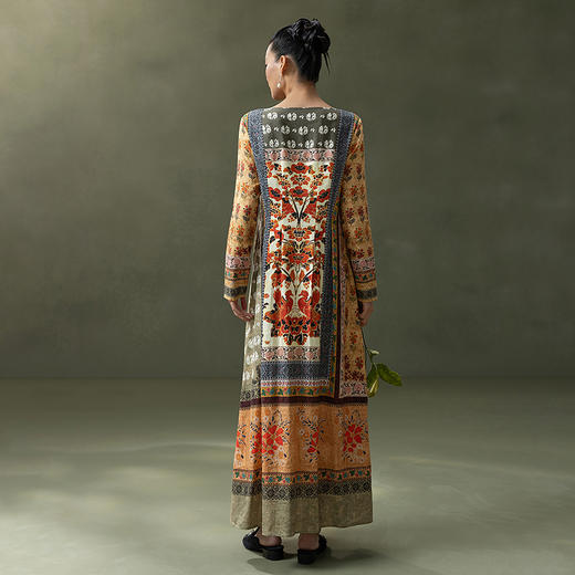 【林栖设计小店】古画复现|秋色印花复古优雅百搭2026春新款宽松连衣裙T1961381 商品图7