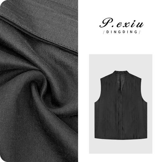 04-1潘依绣丁丁宠粉天丝亚麻极简高级感V领无袖马甲 Q13169 商品图0