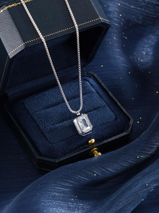 子佩集【璀璨流年】银S925套链【FYL-1936】项链时尚方块方牌2601 商品图4