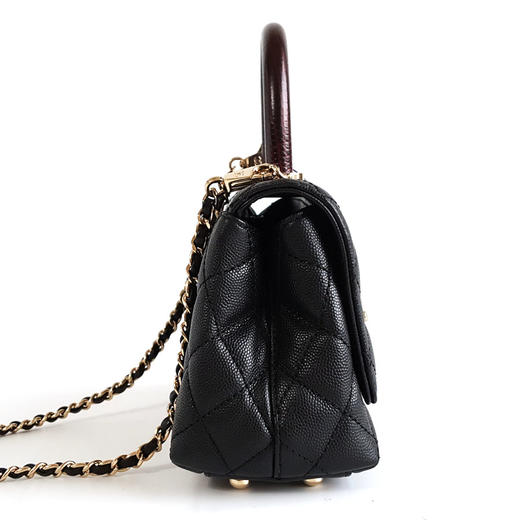 【95新】CHANEL香奈儿AS2215 B05068 94305黑金荔枝红手柄mini coco handle手提单肩包女士280126NJS03 商品图2