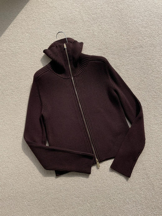 22-3 独家圆正 小禾 半精纺羊毛 栗子红 拉链针织开衫 我穿XL 商品图11