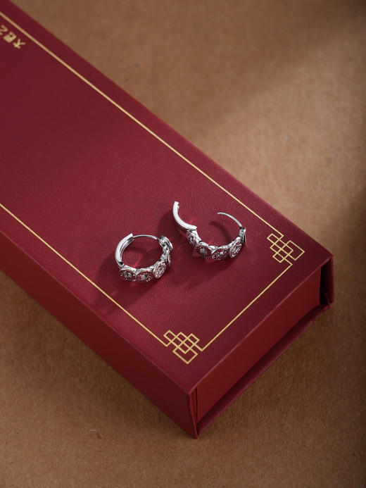 子佩集【五路财源】银S925耳环【FYE-1462100E】时尚五钱币扣环圆圈2601 商品图4