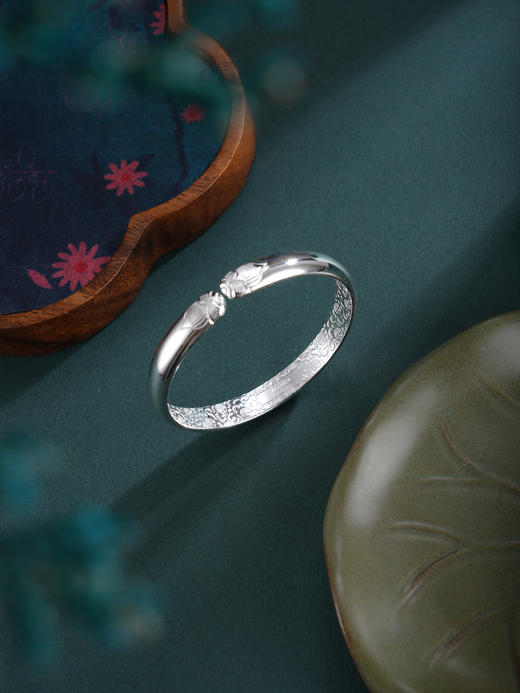 子佩集【福运莲莲】银S999手镯【YHSZ0141】福字金鱼莲花2601 商品图3