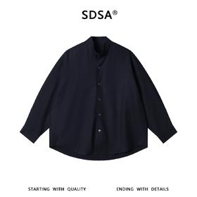 SDSA男装2026新款高贵轻奢新中式复古纯色纽扣立领衬衫百搭简约