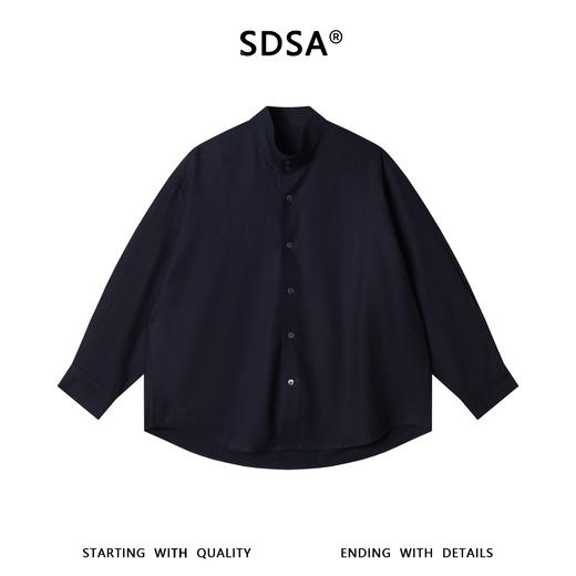 SDSA男装2026新款高贵轻奢新中式复古纯色纽扣立领衬衫百搭简约 商品图0