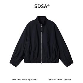 SDSA男装2026新款高贵轻奢韩版纯色褶皱拉链立领夹克外套百搭时尚