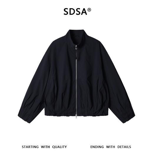 SDSA男装2026新款高贵轻奢韩版纯色褶皱拉链立领夹克外套百搭时尚 商品图0