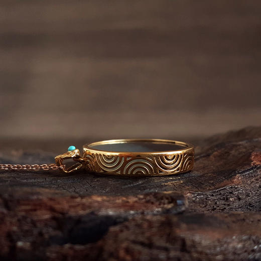 【天然正品】AU750黄金镶天然细腻新疆青花圆形平安无事牌和田玉吊坠项链30.6*25.1*5.1MM（皆取最大值）170126NJS59 商品图7