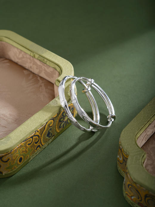 子佩集【茁壮康宁】银S9999童镯【TB0240975】儿童竹节磨砂2601 商品图3