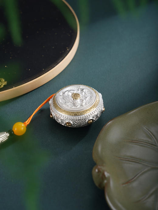 子佩集【龙腾鼓乐】银S999手把件【HS012】可转动龙招财进宝原创作品2601 商品图5