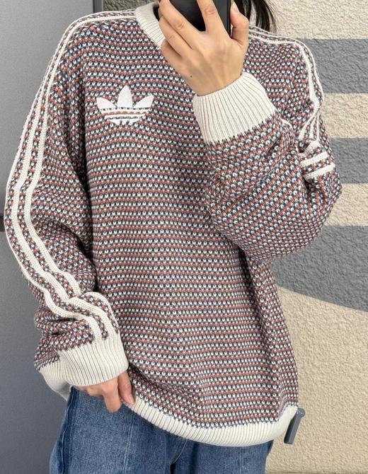 F020137新款三叶草休闲运动彩色圆领套头提花针织毛衣 商品图11