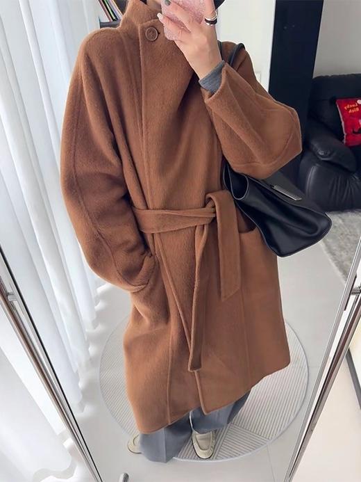 一店k （元厂纱线！天花板丝牦牛绒混纺！）新年战衣！糖炒栗子🌰贵气大女主即视感！时髦又经典！我真的爱惨了这件能扛住各种场合的大衣！董洁同款九寸叠襟丝牦牛绒长款双面呢大衣 商品图8