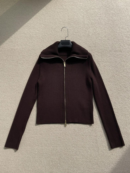 22-3 独家圆正 小禾 半精纺羊毛 栗子红 拉链针织开衫 我穿XL 商品图10
