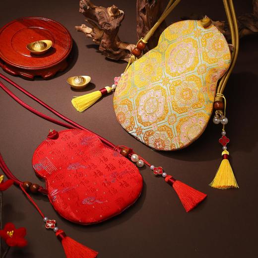 2026马年春节红包利是封葫芦零钱包宋锦手机包新年背带便携斜跨包 商品图2